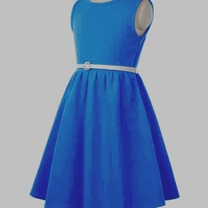 Girl's COTTON retro swing dress belted belt